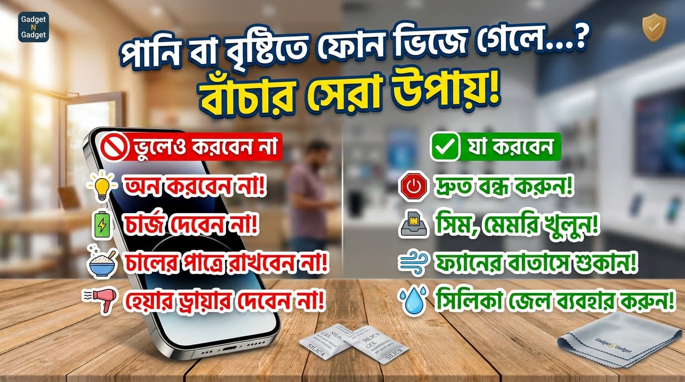 পানি বা বৃষ্টিতে ফোন ভিজে গেলে ভুলেও যা করবেন না! জেনে নিন বাঁচানোর সঠিক উপায়