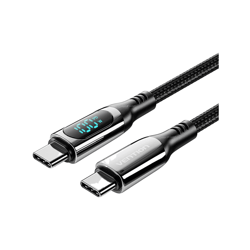 VENTION TAYBAV USB 2.0 Type-C to Type-C 5A 100W Cable with LED Display 1.2M
